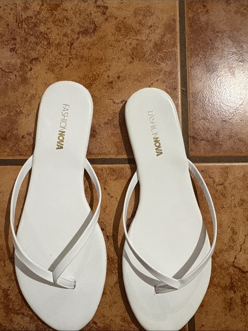 Fashion Nova White Women's Slim Strap Flip Flop Sandals